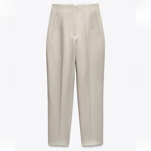 Zara High Waisted Pants Trousers Size Medium Ecru